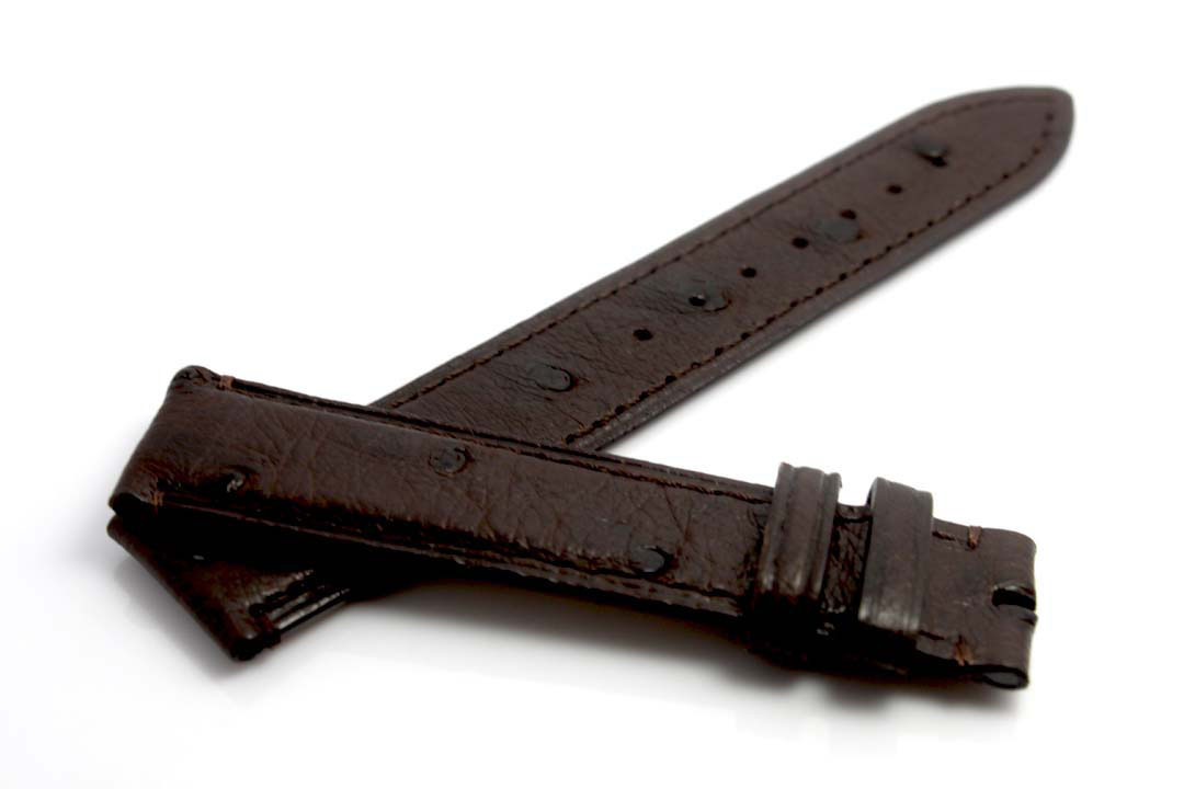 Brown Africa Ostrish leather watch bracelet - Click Image to Close